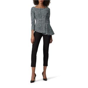 CHIARA BONI Womens Camila Top Size 48 US 12 Asymmetric Peplum 3/4 Sleeve Italy